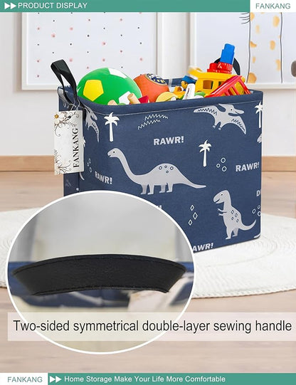 FANKANG Square Nursery Hamper Storage Bins Canvas Laundry Basket Foldable