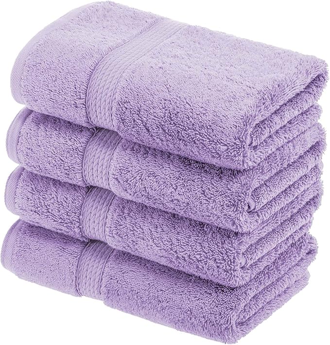 SUPERIOR Egyptian Cotton Pile Hand Towel Set of 4, Ultra Soft Luxury Towels