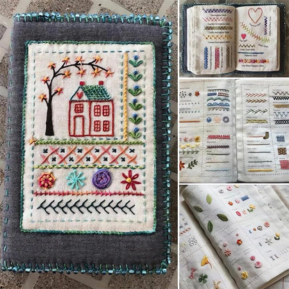 Embroidery Stitch Book Kit,Portable All Scenario Embroidery Stitch Book,Comes with a Complete Toolkit and Instructional Tutorial,Perfect for Beginners and Craft Lovers