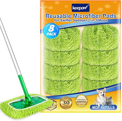 KEEPOW Reusable Microfiber Mop Pads Compatible