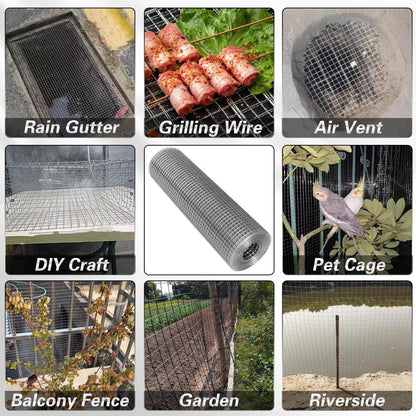 Hardware Cloth 12'' x 10' 1/4 in Galvanized Wire Mesh Roll (23 GA) Chicken Wire Fence Roll for Chicken Pen/coop Fences, Screen mesh, Rabbit/Snake Fences, Poultry enclosures, Handicraft Ma