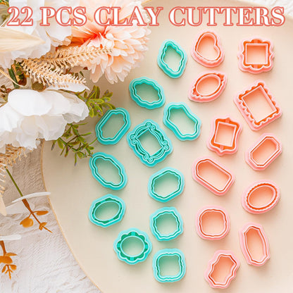TAINSKY Polymer Clay Cutters - 22 Shapes Frame Clay Cutters, Boho Polymer Clay Cutters for Earrings Jewelry Making, Window Clay Cutters for Polymer Clay Jewelry. (Style-A)