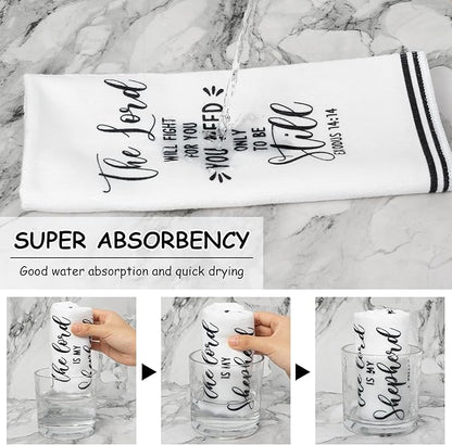 R HORSE 5Pcs Religious Christian Kitchen Dish Towel, Bible Verse Absorbent