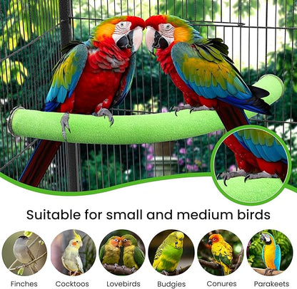 FrgKbTm U Shape Parrot Perch Stand Toy Bird Platform Sand Paw Grinding Clean Stick Exercise Conure Budgie Cockatiel Cage Accessories (Green Corner Medium)