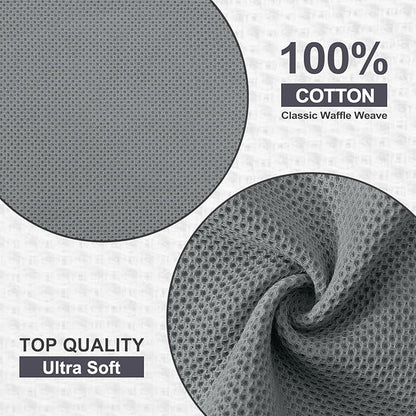 Kitinjoy 100% Cotton Kitchen Dish Cloths, 6 Pack Waffle Weave Ultra Soft