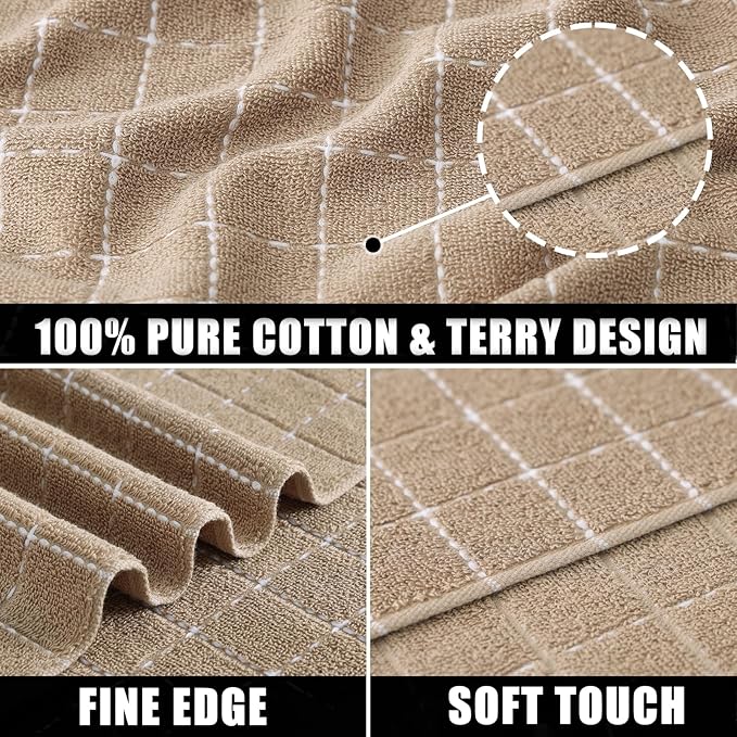 Mordimy 100% Cotton Terrycloth Kitchen Towels and Dishcloths Sets, Soft and