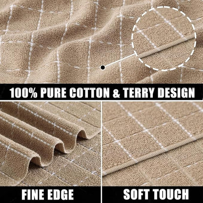 Mordimy 100% Cotton Terry Cloth Dish Cloths, Soft and Absorbent Checkered Dish