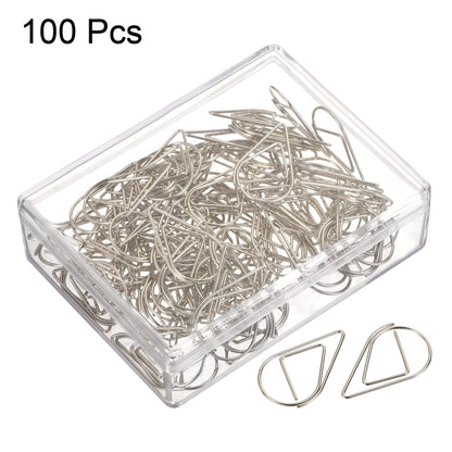 MECCANIXITY Paper Clip Drop-Shaped Cute Decorative Clips Bookmarks with Box 1 Inch Silver for Organize Office Home, Pack of 100