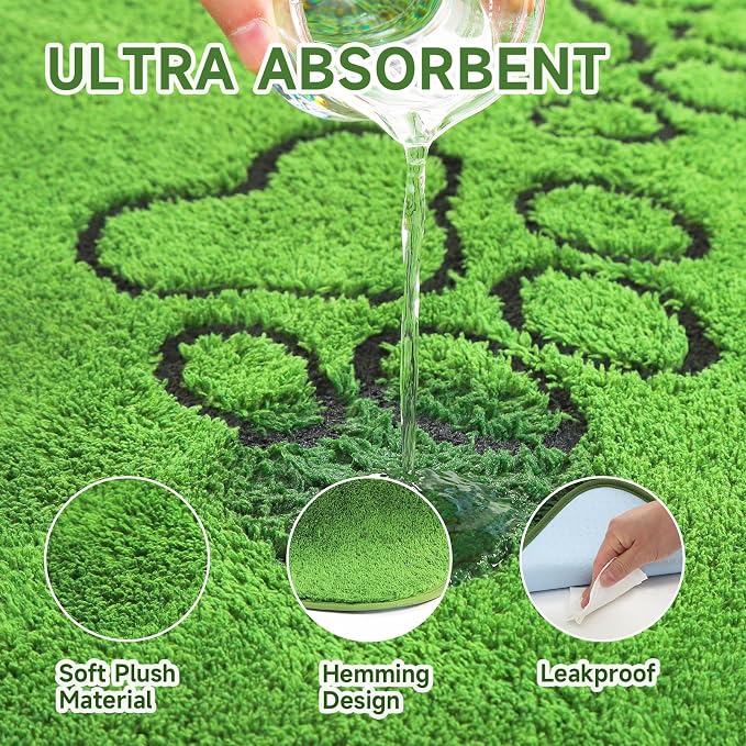 Homimp Washable Pee Pads for Dogs, 2 Pack Super Absorbent Reusable Puppy Pads, Green Long Wool Fake Grass for Potty Training, Upgrade Non-Slip and Leak-Proof,Floor, Couch, Bed, and Crate,Green 18"×24"