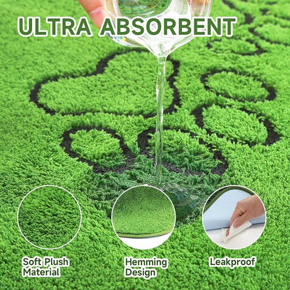 Homimp Guinea Pig Cage Liners, 2 Pack Washable Small Animal Bedding, Fast and Super Absorbent Mat for Small Animal Rabbit Bunny Hamster, Green Long Wool Fake Grass for Potty Training, Green 24"×44"