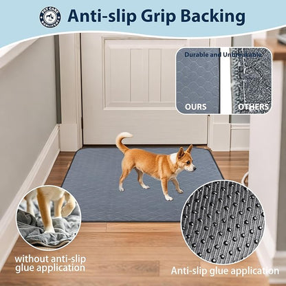Washable Pee Pads for Dogs, 48x48 Reusable Puppy Pads with Fast Absorbent, Waterproof Reusable Pee Pads for Whelping, Traing, Incontinence and Potty, 3 Pack, Grey.