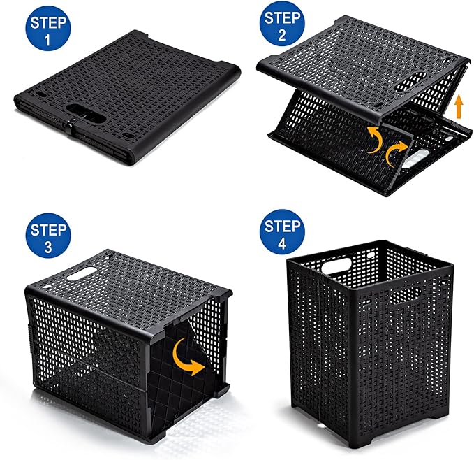 42L Collapsible Plastic Laundry Baskets, Foldable Laundry Hamper