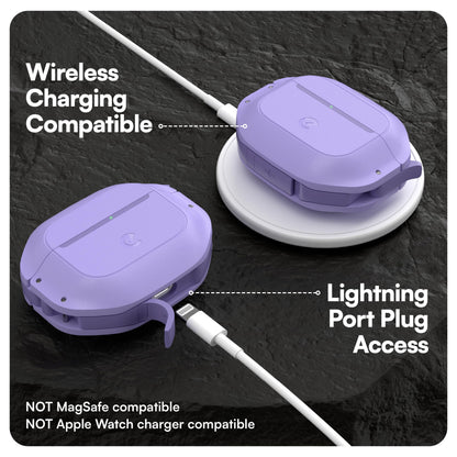 Keybudz for Waterproof AirPods 4 Case with Lock - IP68 Waterproof and Dust Proof, Shockproof Protector, Heavy Duty Rugged Protection, Drop Proof Hard Cover for AirPods 4th Gen (Wild Lavender)