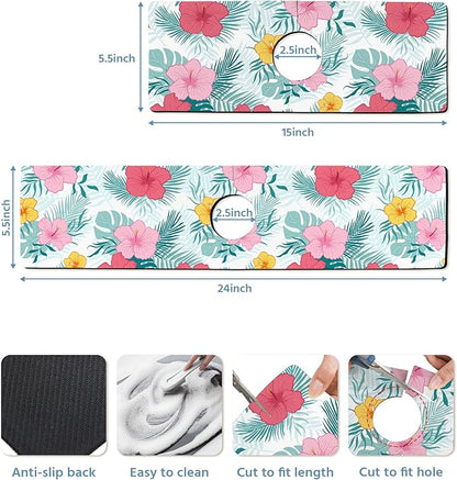 Patterned Sink Faucet Mat Kitchen Splash Guard Super Absorbent Drying Mat