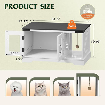 WLIVE Coffee Table with Storage, 2-in-1 Modern Center Table Cat House Furniture with Cat Teaser for Living Room, Home, Black