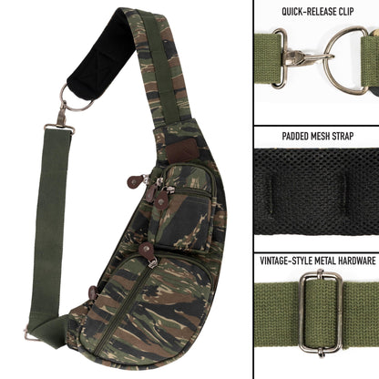 Rothco Vintage Canvas Crossbody Sling Bag – Compact Travel Shoulder Backpack 2L Storage