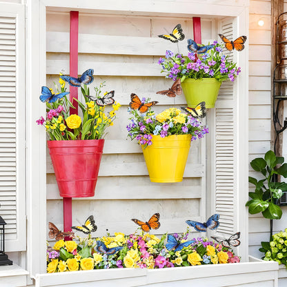 Butterfly Floral Picks Flower Arrangements Decoration 3D Artificial Feather Butterflies for Crafts Monarch Butterfly Decorations Fake Butterflies on Picks Bouquets for Garden Stakes Wall Decor