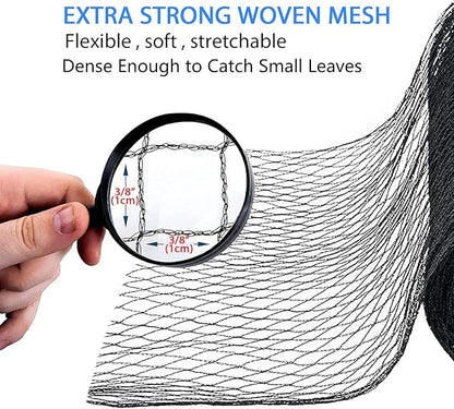 Koi Pond Netting Kit 28 x 30 FT, 3/8" Heavy Duty Woven Mesh Pond Net Cover for Leaves with 12 Stakes, HDPE Pool Netting Protecting Fish from Herons Birds Cats, Black