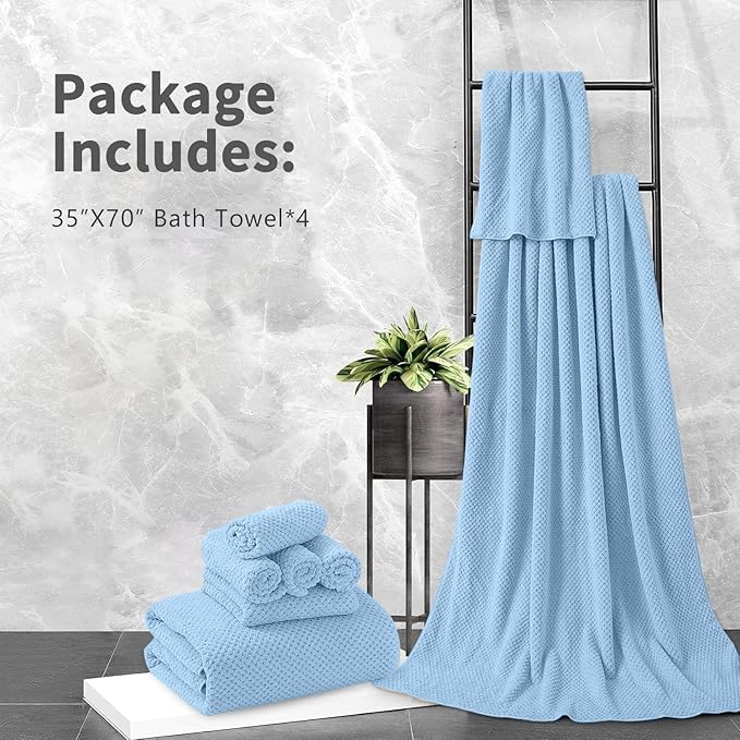 Extra Large Bath Towel Set of 4, Oversized Bath Sheet Super Soft Highly