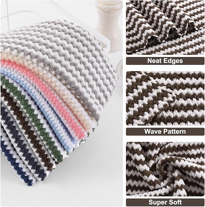 Homaxy 12 Pack Kitchen Dish Cloths, Ultra Soft and Absorbent Dish Towels