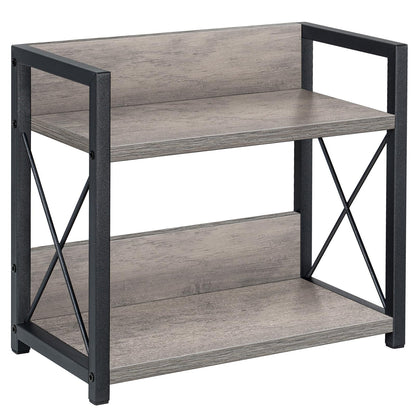 Giikin Countertop Shelf Organizer, 2 Tier Kitchen Spice Rack for Countertop, Wood Coffee Counter Shelf for Home, Particle Board and Metal, Grey, Small