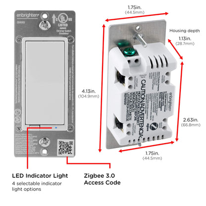 Enbrighten Zigbee Dimmer, QuickFit & SimpleWire, Pairs Directly with Echo Studio/Show 10/Plus 1st & 2nd Gen, Works WIth Alexa, Google Assistant, White & Light Almond, Smart Light Switch, 43080