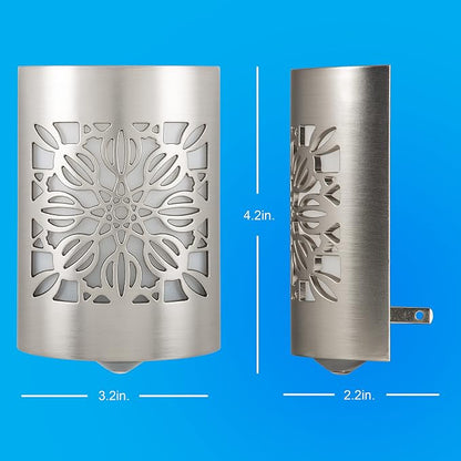 GE CoverLite LED Night Lights Plug into Wall 2-Pack, Plug in Night Light, Dusk to Dawn, Warm White, Auto-On/Off, for Adults Kids Room Bedroom Bathroom Hallway Kitchen 87942 Brushed Nickel | Floral