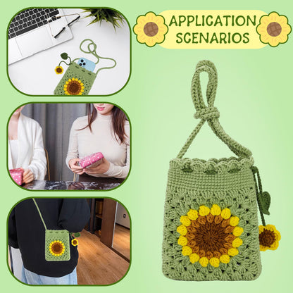 Fedmut Crochet Kit for Beginners - Phonebag Crochet Starter Kit with Video Tutorials and Yarns, Hook, Accessories for Adult Knitting Craft DIY