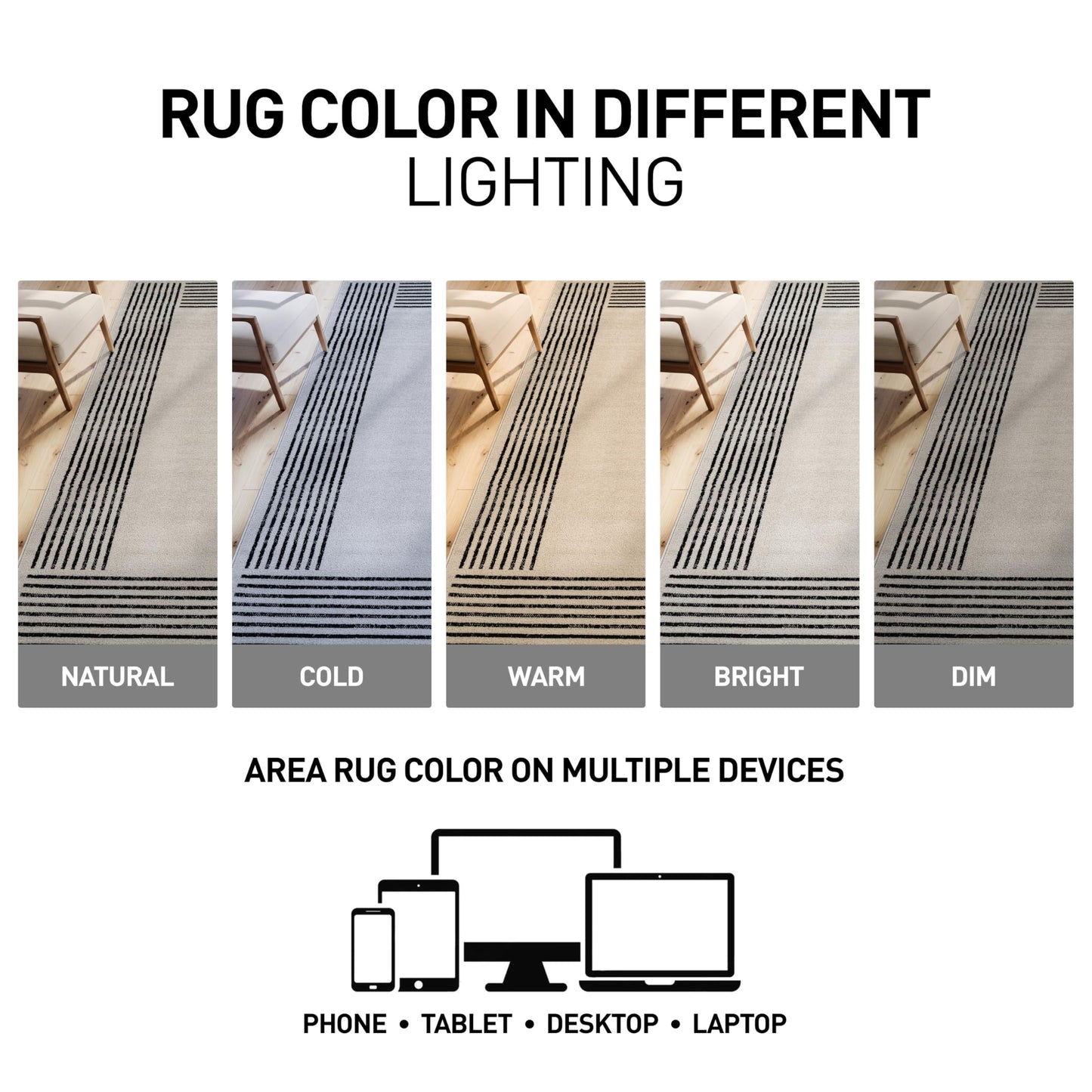 Rugshop Modern Minimal Bordered Indoor Area Rug for Living Room,Bedroom,Kitchen Rug Low Pile Rug with Jute Backing 5' x 7' Cream