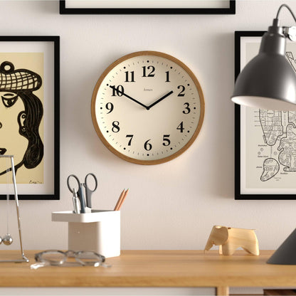 JONES CLOCKS® Lodge wall Clock | Small Modern Clock | 10 inch | Dark Faux Wood | Classic Contemporary Style for Kitchen, Living Room or Office
