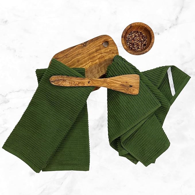 Serafina Home Avocado Forest Green Kitchen Hand Dish Towels: Oversized 28" x 18"