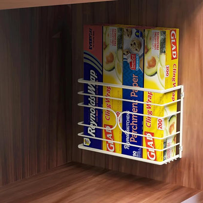 Deco Brothers Wall Mount Kitchen Wrap Organizer Rack, White