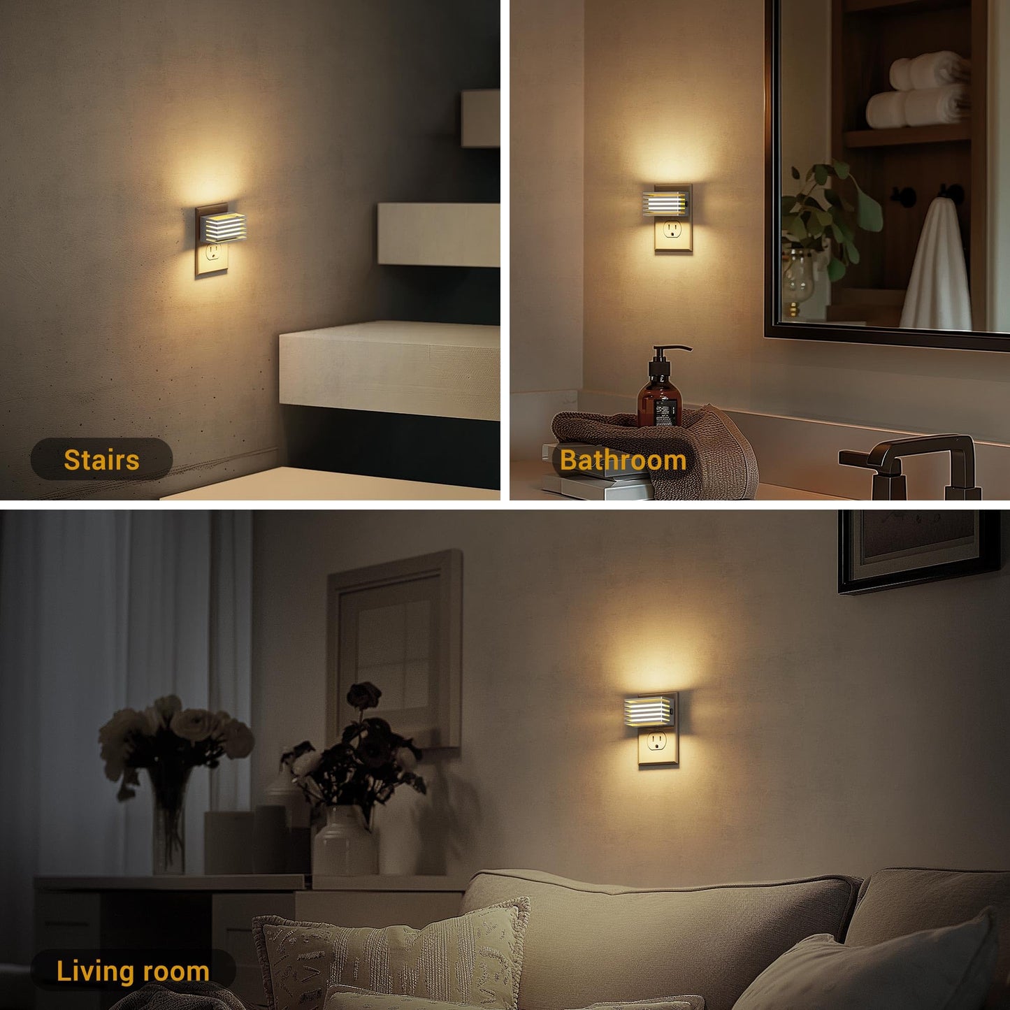 JandCase LED Night Light, [2 Pack] Night Lights Plug into Wall with Dusk to Dawn Sensor, Dimmable Plug in Night Light, Adjustable Brightness, 3000K Soft White Nightlight for Bedroom Bathroom Hallway