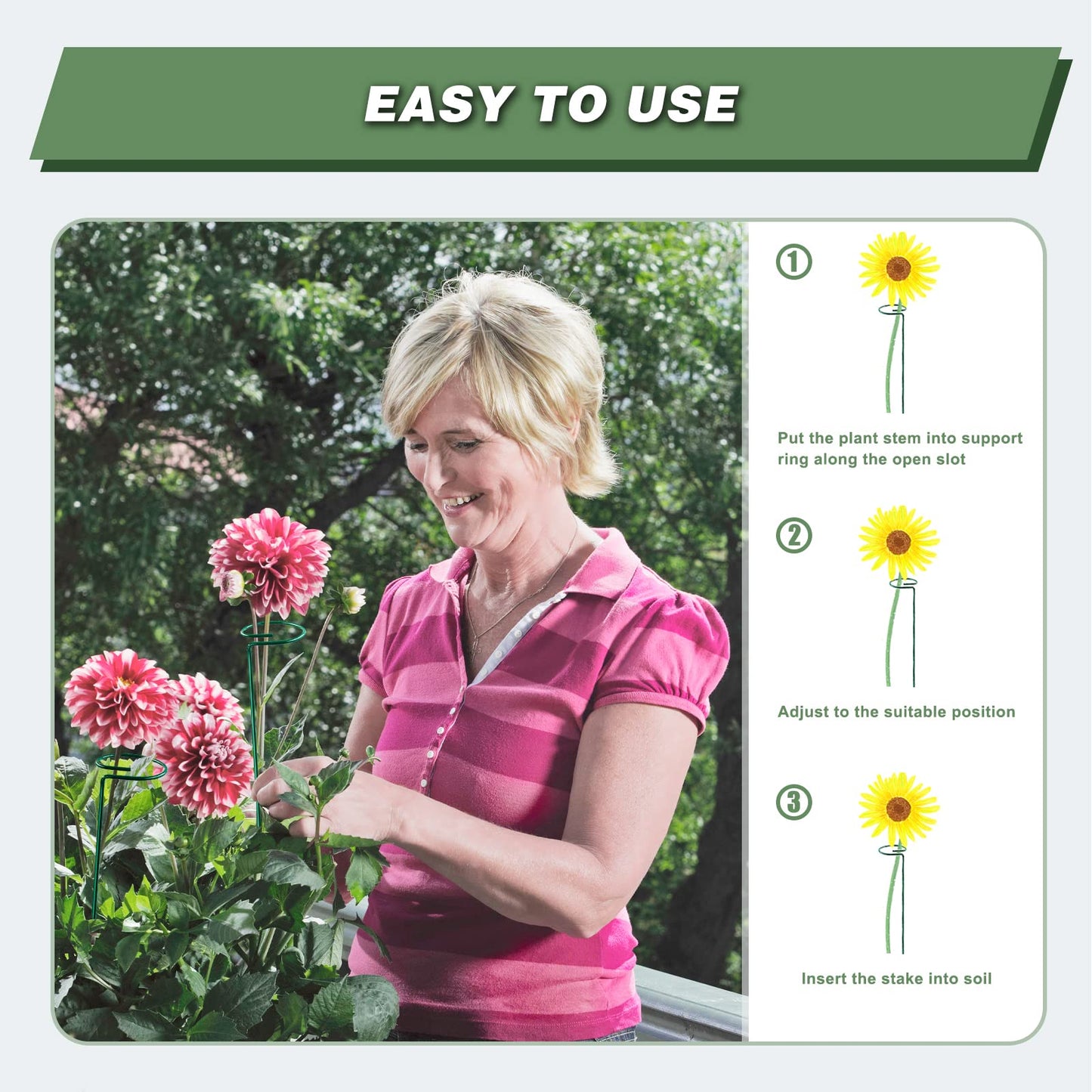 Joyhalo 20 Pack Plant Support Stakes 36 Inches, Plant Stakes, Flower Stakes with 24 Twist Ties, Garden Sticks for Plants Hibiscus, Sunflower, Red Hot Poker, Hydrangea, Tomato, Sapling Etc