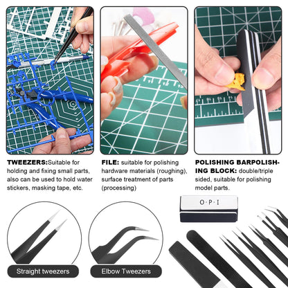 Fippy 101PCS Gundam Model Tools Kit, Hobby Building Tools Kit for Gundam Basic Model Assembling, Building and Repairing