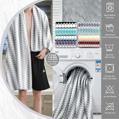 Bath Towel Set Gray 4Pack-35x70 Towel, 600GSM Ultra Soft Microfibers Bathroom