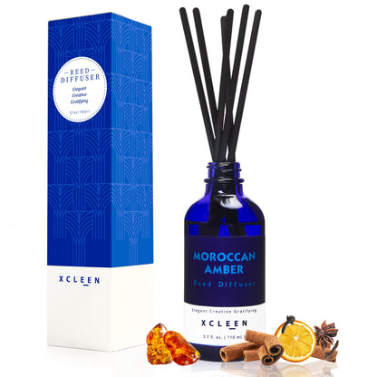 Reed Diffusers Set, 3.7 Oz Scent Diffuser, 6 Reed Diffuser Sticks, Home Fragrance Hyacinth, Peony & Citrus, Aromatherapy Oil Diffuser Reeds, More Masculine Scent, Bathroom & Office Decor 110ml