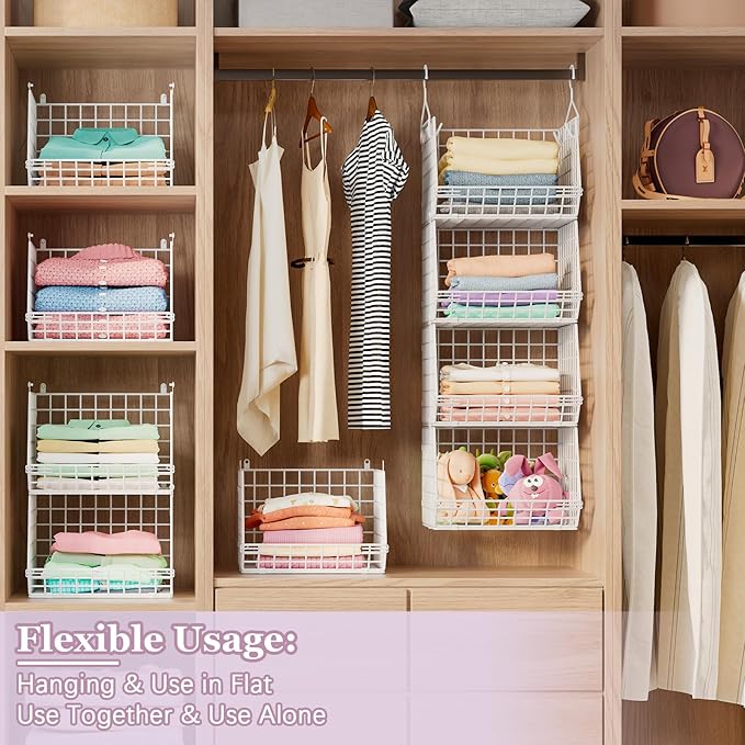 5 Tier Closet Hanging Organizer, Clothes Hanging Shelves