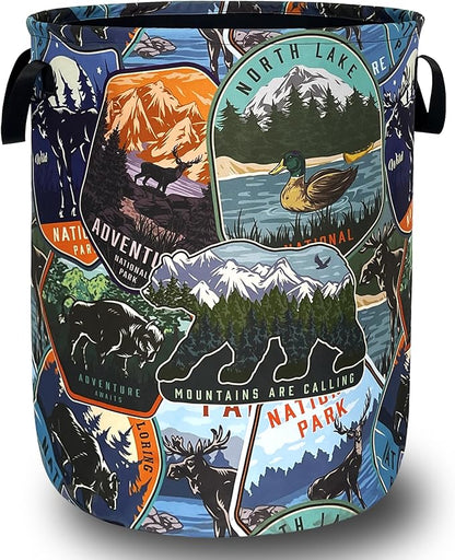 Funny Adventure Laundry Basket Oxford Cloth Bears Animals Laundry Hamper