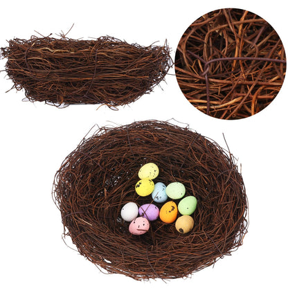 Geytetqi 15 PCS 5.9 Inch Artificial Bird Nest for Crafts, Handicraft Rattan Bird's Nest, Small Bird Nest, Bird Nest Decorating Kit for Holiday, Table, Garden, DIY Terrarium Decor