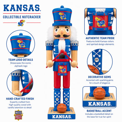 MasterPieces Kansas Jayhawks Nutcracker Figurine - Hand-Crafted Wooden Collectible with Team Colors & Sports Elements