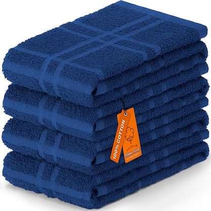 DecorRack Large Kitchen Towels, 100% Cotton Hand Towels, Plaid Pattern Cleaning