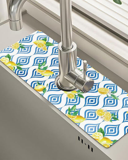Patterned Sink Faucet Mat Kitchen Splash Guard Super Absorbent Drying Mat