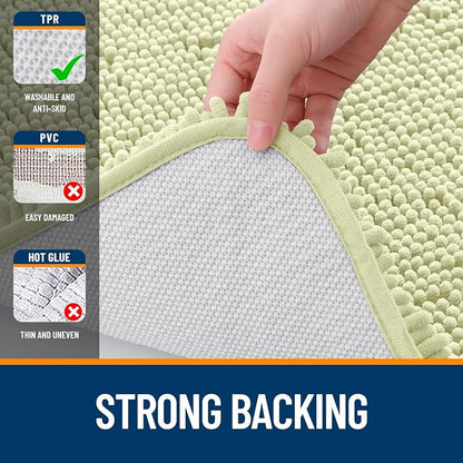 OLANLY Toilet Rugs U-Shaped 20x20, Extra Soft Absorbent Chenille Contour Bathroom Rugs for Toilet, Dry Quickly, Machine Washable, Non-Slip Bath Mat, Vanilla