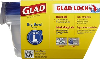 Glad Big Bowl Food Storage Containers, Large Round