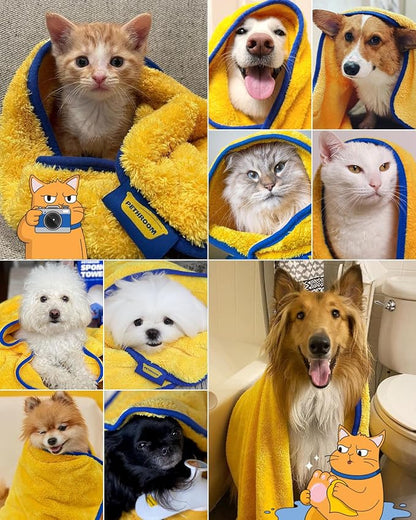 PETHROOM Ultra Absorbent Pet Towel | Quick-Drying, Soft Microfiber Dog & Cat Bath Towel | Lightweight, Durable, Fast Water-Soaking | Ideal for All Breeds (Medium) 15.7" x 31.5"
