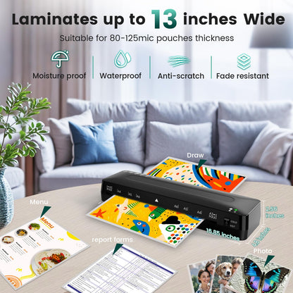 MAXDONE Laminator Machine 11x17-4-in-1 Thermal Cold 13 Inch Laminating Machine with Sheets, Paper Trimmer & Corner Rounder, ABS Jam Release & Fast Warm-up Laminator for A3/A4/A5, Home Office School