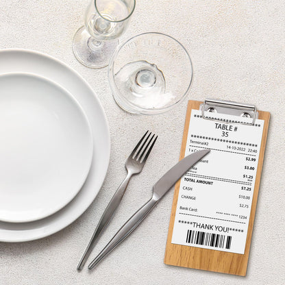 PATIKIL Check Presenters for Restaurants, 30Pcs Mini Clipboard Wood Check Holder Half Page Menu Holder for Restaurant Cafe Waitress Guest Check Server, Brown