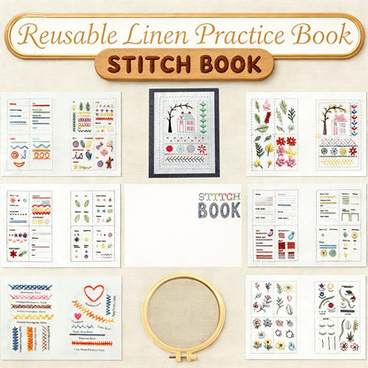 2026 Upgraded Embroidery Kit for Beginners, Embroidery Stitch Book Kit, Embroidery Book of Stitches & Sewing Kit, Portable All Scenario Cross Stitch Kits Easter Basket Stuffers for Teens Toddler