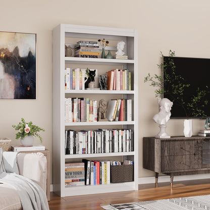OSEILLC 69" H 5-Shelf Heavy Duty Metal Bookcase, Adjustable Bookshelf with Large Capacity, Sturdy Bookshelf for Home Office, Living Room, Garage